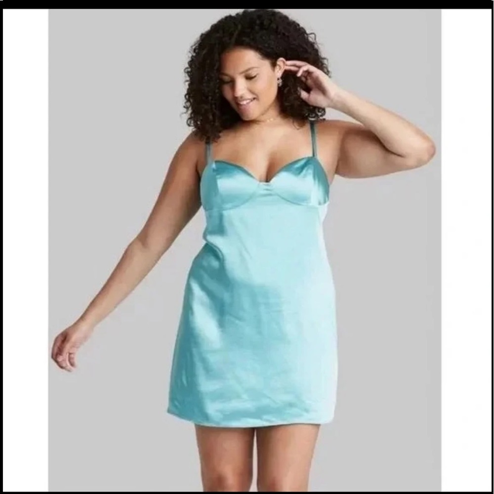 Plus Size Aqua Silky Dress
